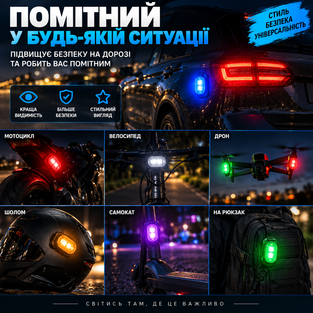 Варіанти використання LED ліхтаря